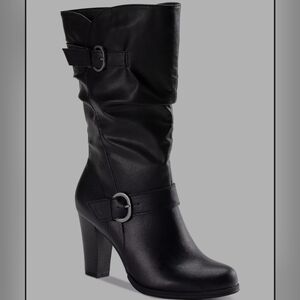 Style & Co Sachi Block-Heel Mid-Shaft Slouch Black Boots